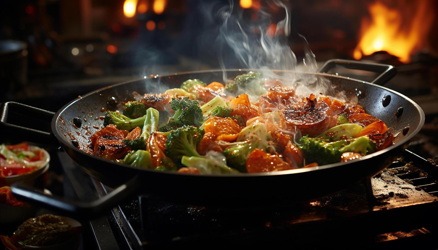 AI generated Grilled gourmet meal fresh, healthy, and delicious generated by AI photo