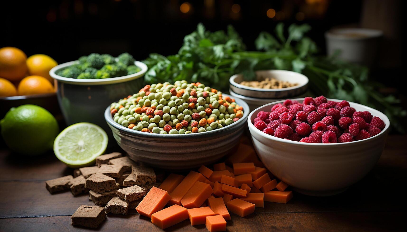 AI generated Freshness and nature in a bowl of organic fruit generated by AI photo