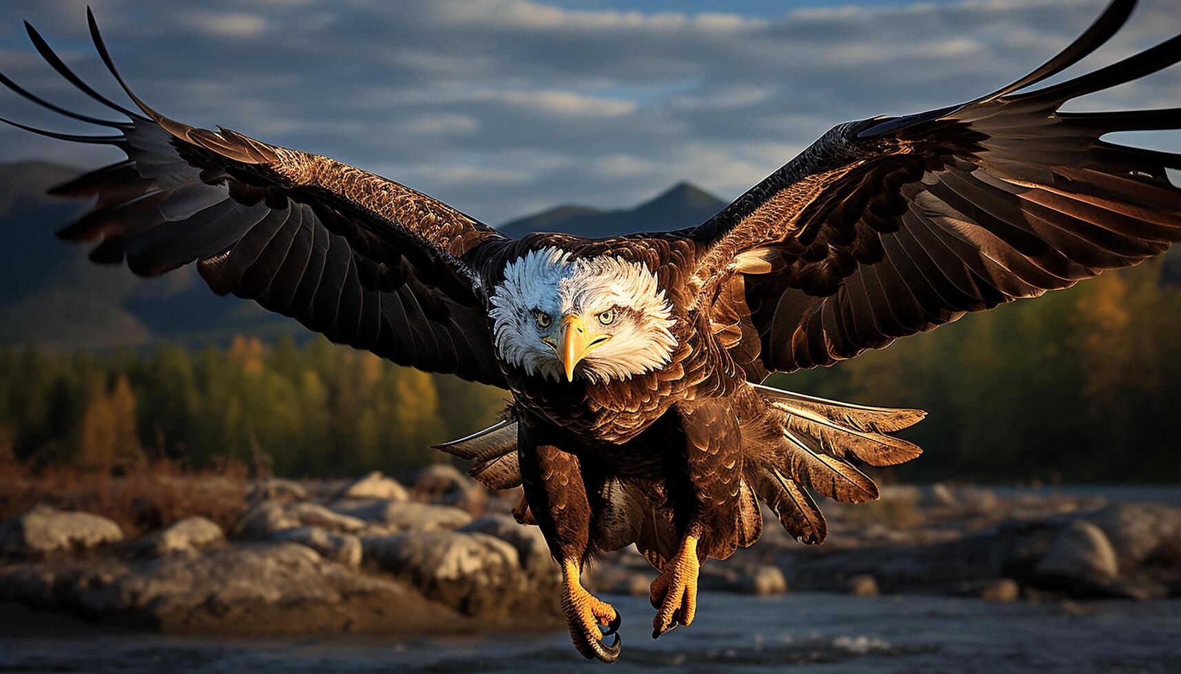 AI generated Majestic bird of prey flying freely in nature beauty generated by AI photo