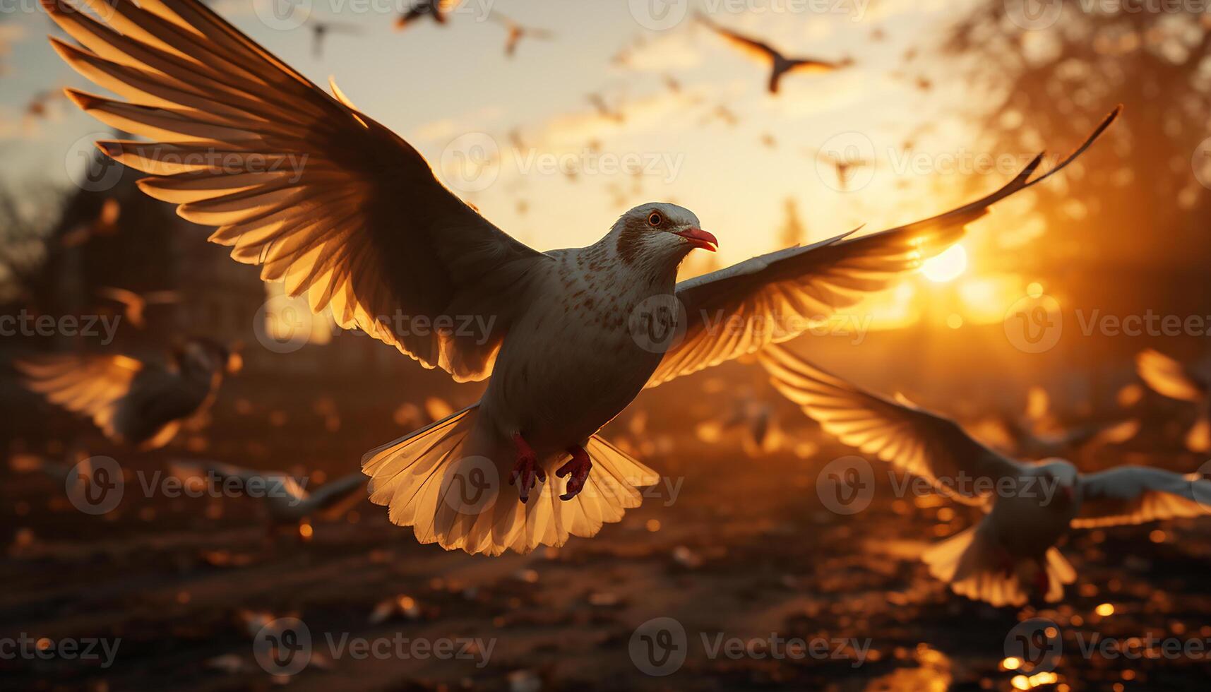 AI generated Birds in flight symbolize freedom and spirituality in nature generated by AI photo