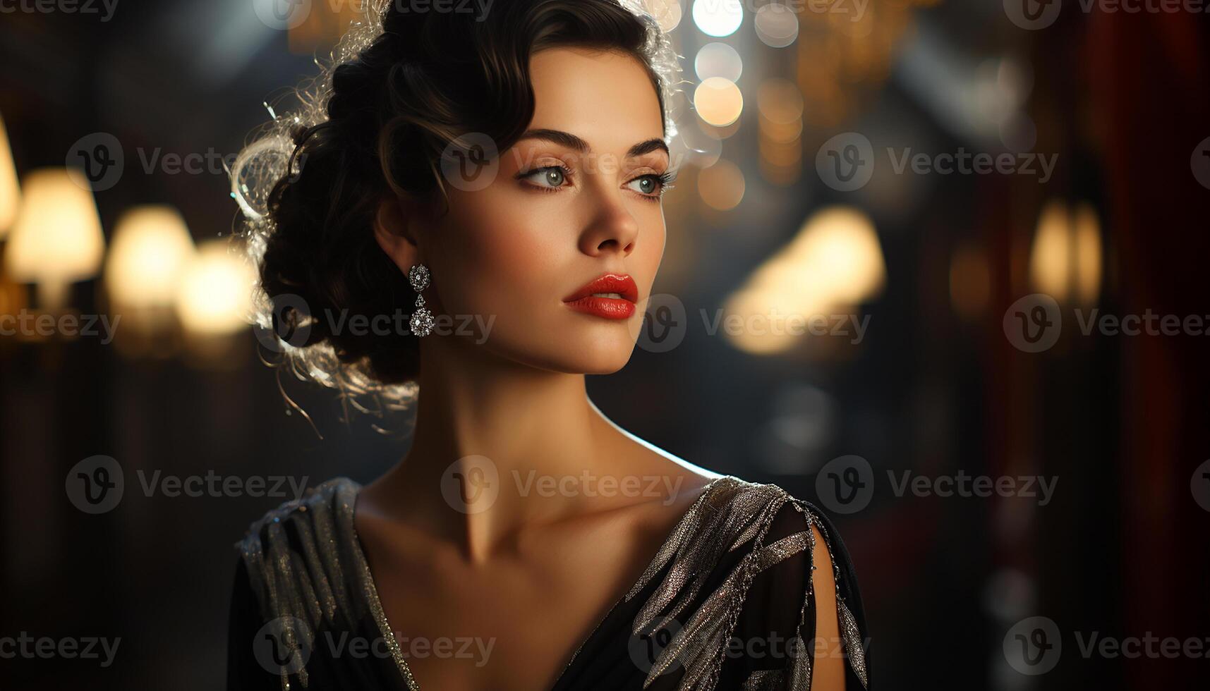 AI generated Beautiful woman, fashion model, elegance, sensuality, glamour, portrait, luxury generated by AI photo