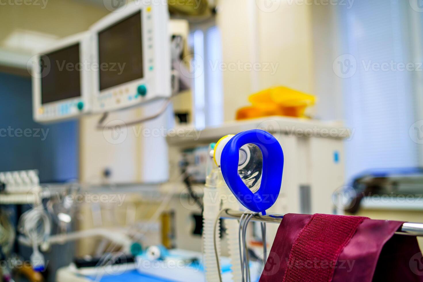 Air breathing device for patient. Preparation for surgery. COVID-19 and coronavirus identification. Pandemic. photo