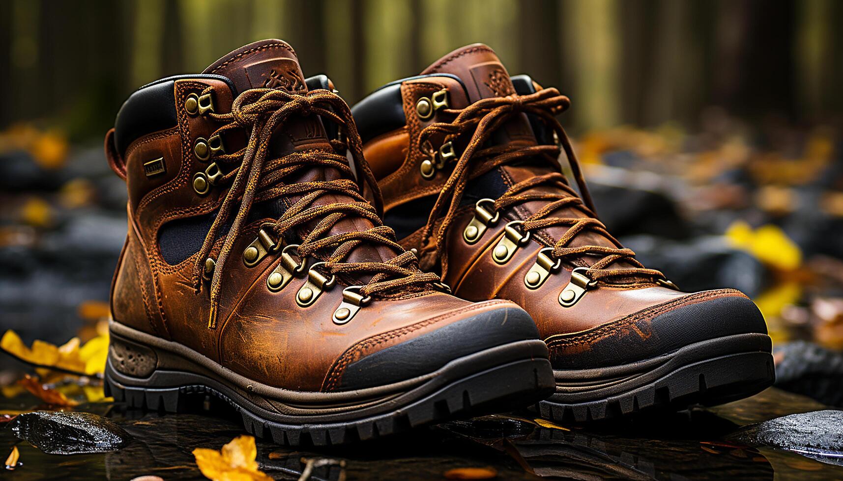 AI generated A pair of leather hiking boots for outdoor adventures generated by AI photo