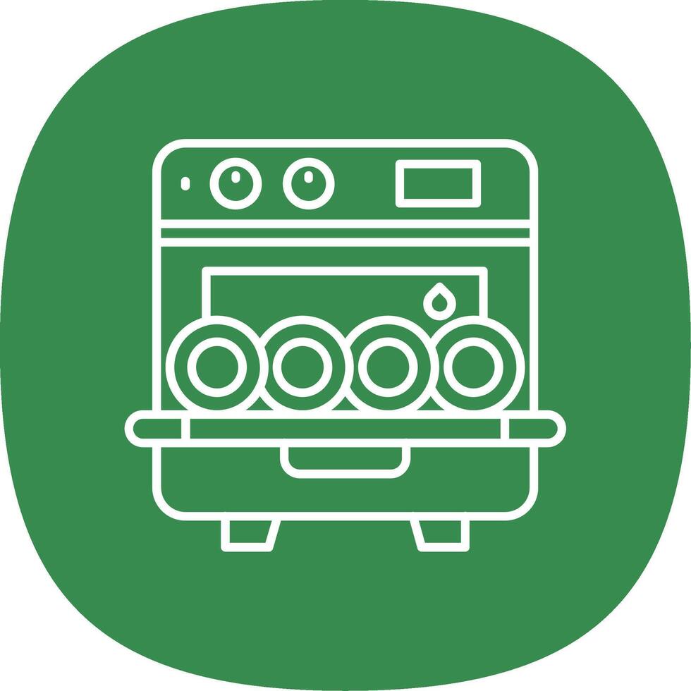 Dishwasher Line Curve Icon vector