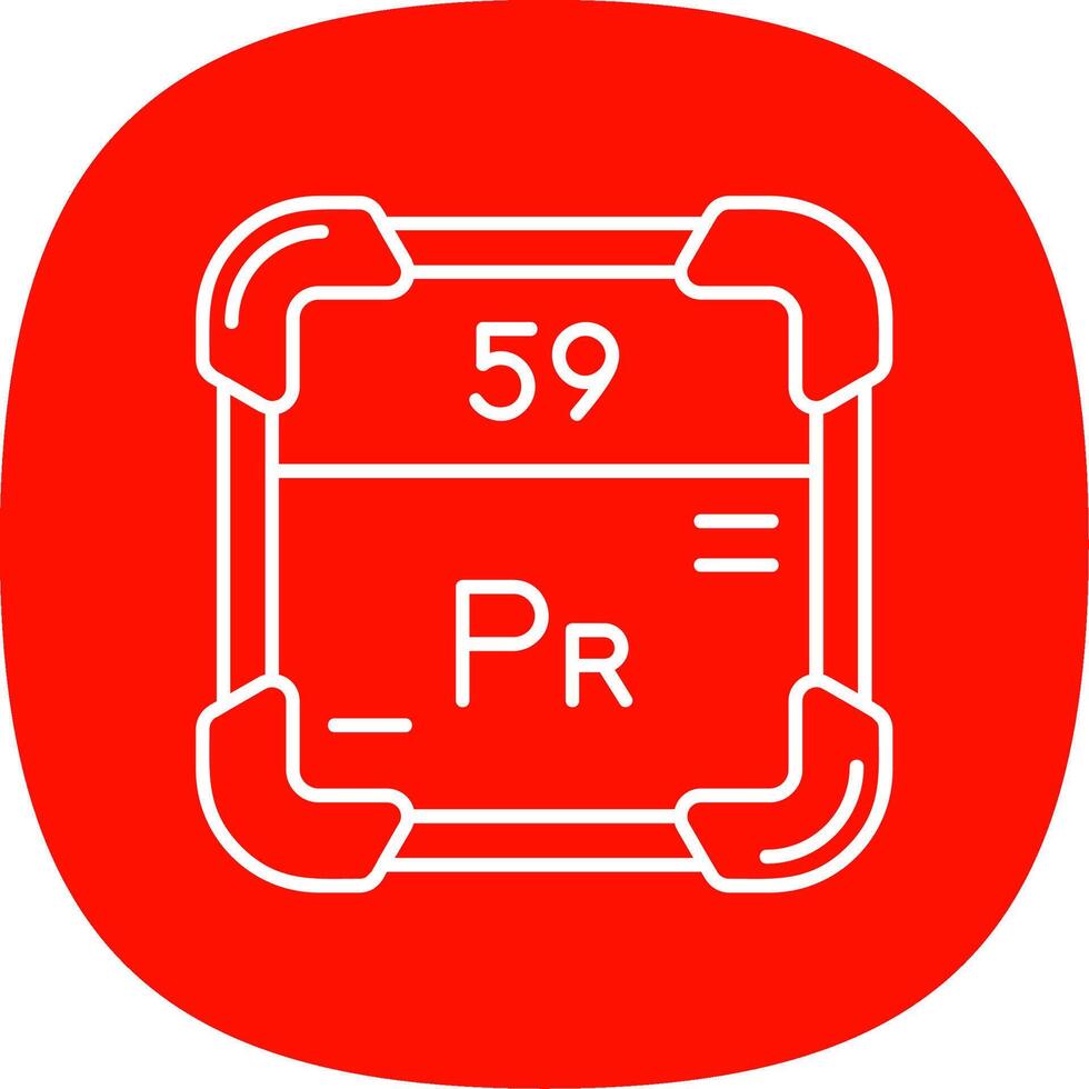 Praseodymium Line Curve Icon vector