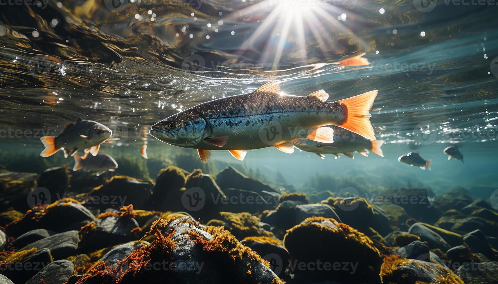 AI generated Underwater beauty fish swimming in a tropical reef generated by AI photo