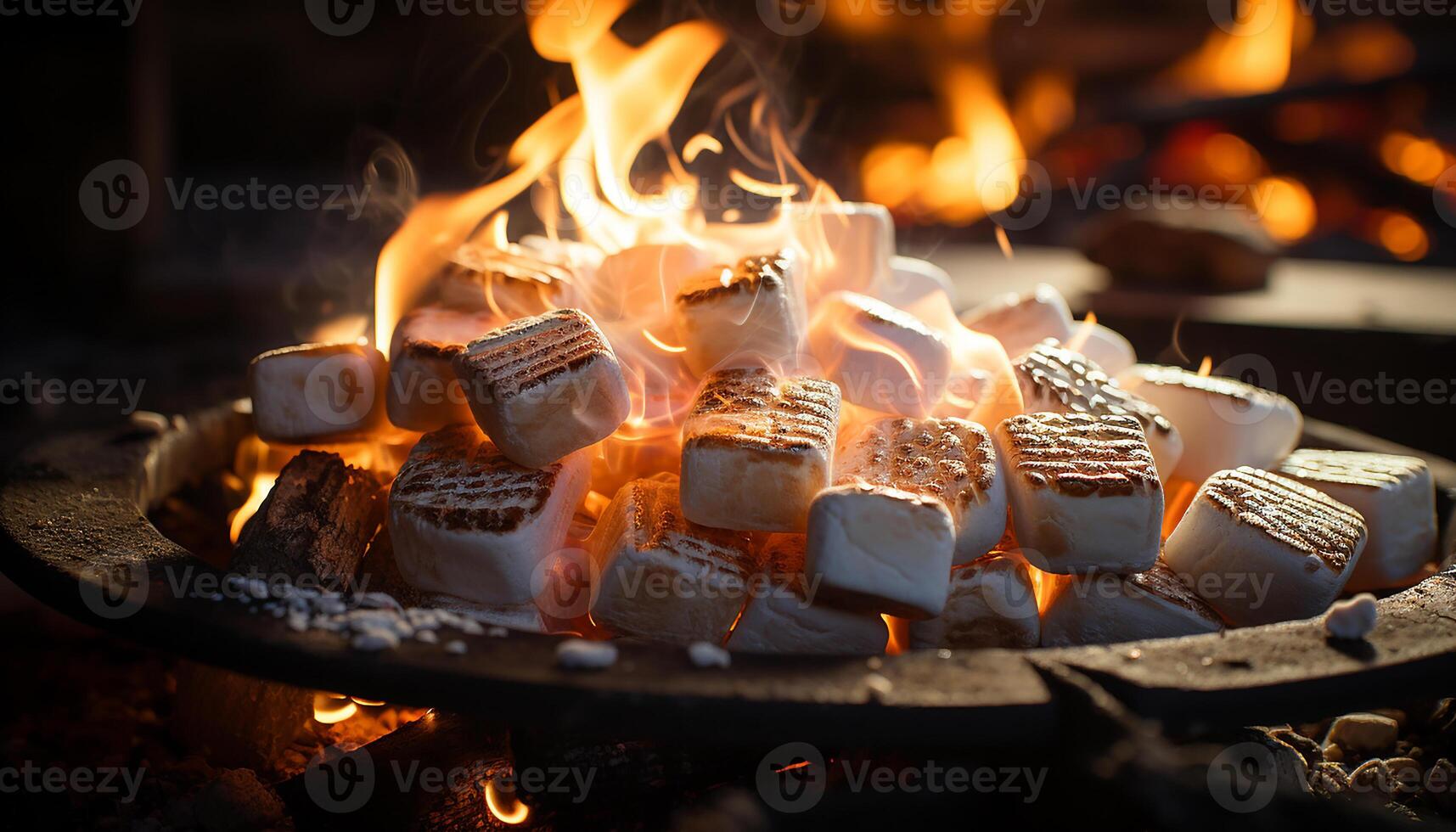 AI generated Grilled meat on firewood, a delicious summer barbecue meal generated by AI photo