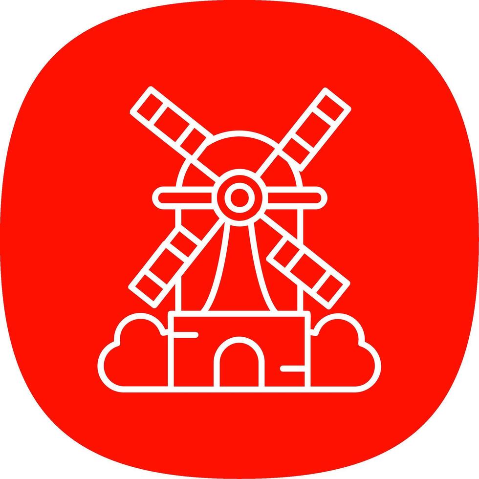 Windmill Line Curve Icon vector