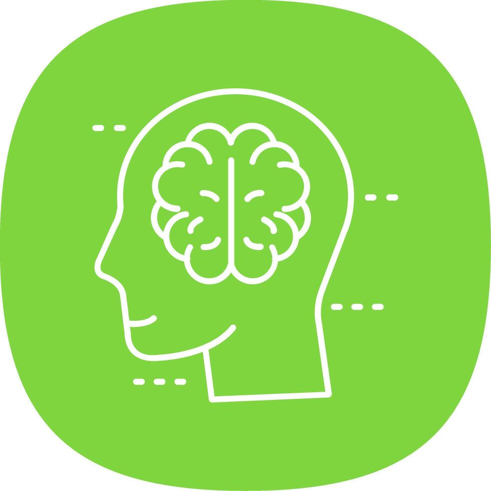 Brain Line Curve Icon vector