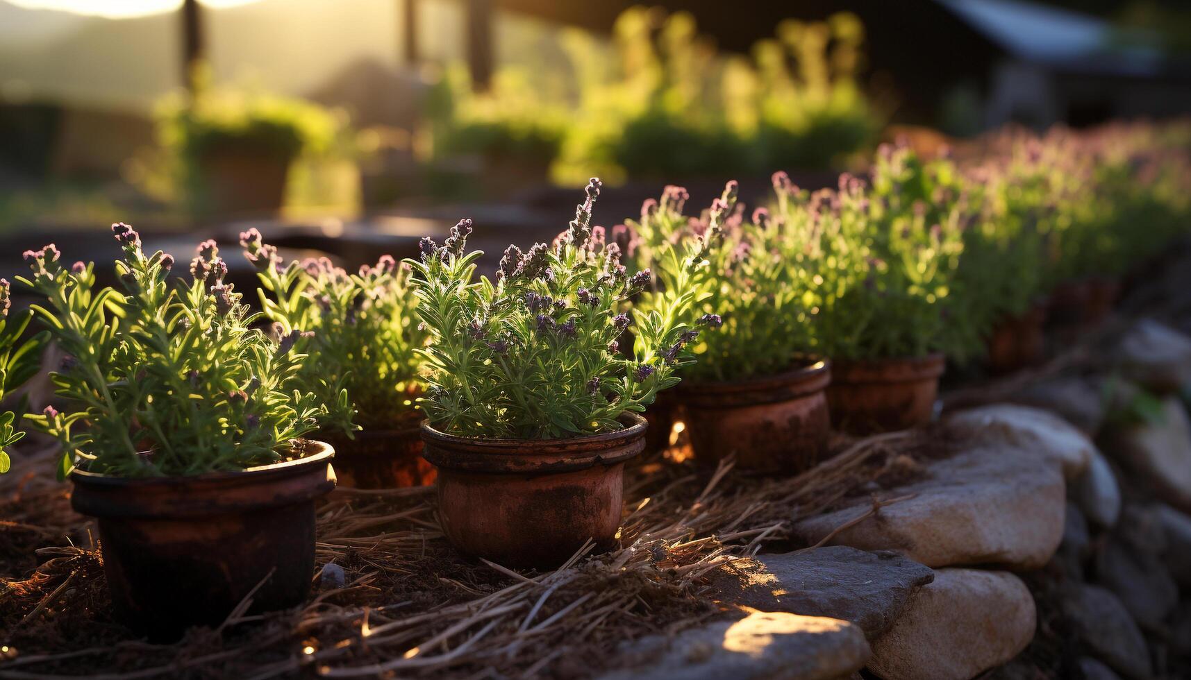 AI generated Freshness of nature growth in a small potted plant outdoors generated by AI photo