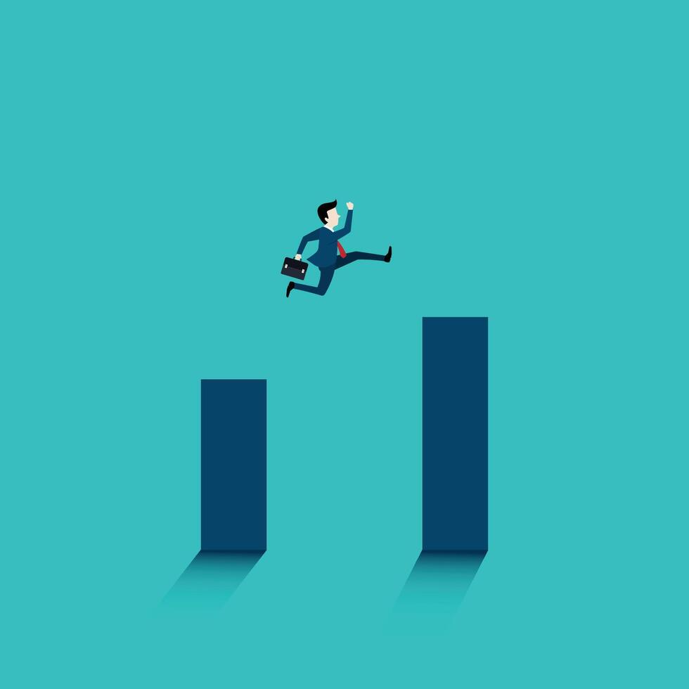 Businessman running to the top of the graph vector