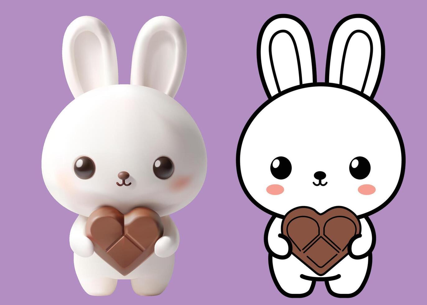 Easter bunny holding chocolate heart vector