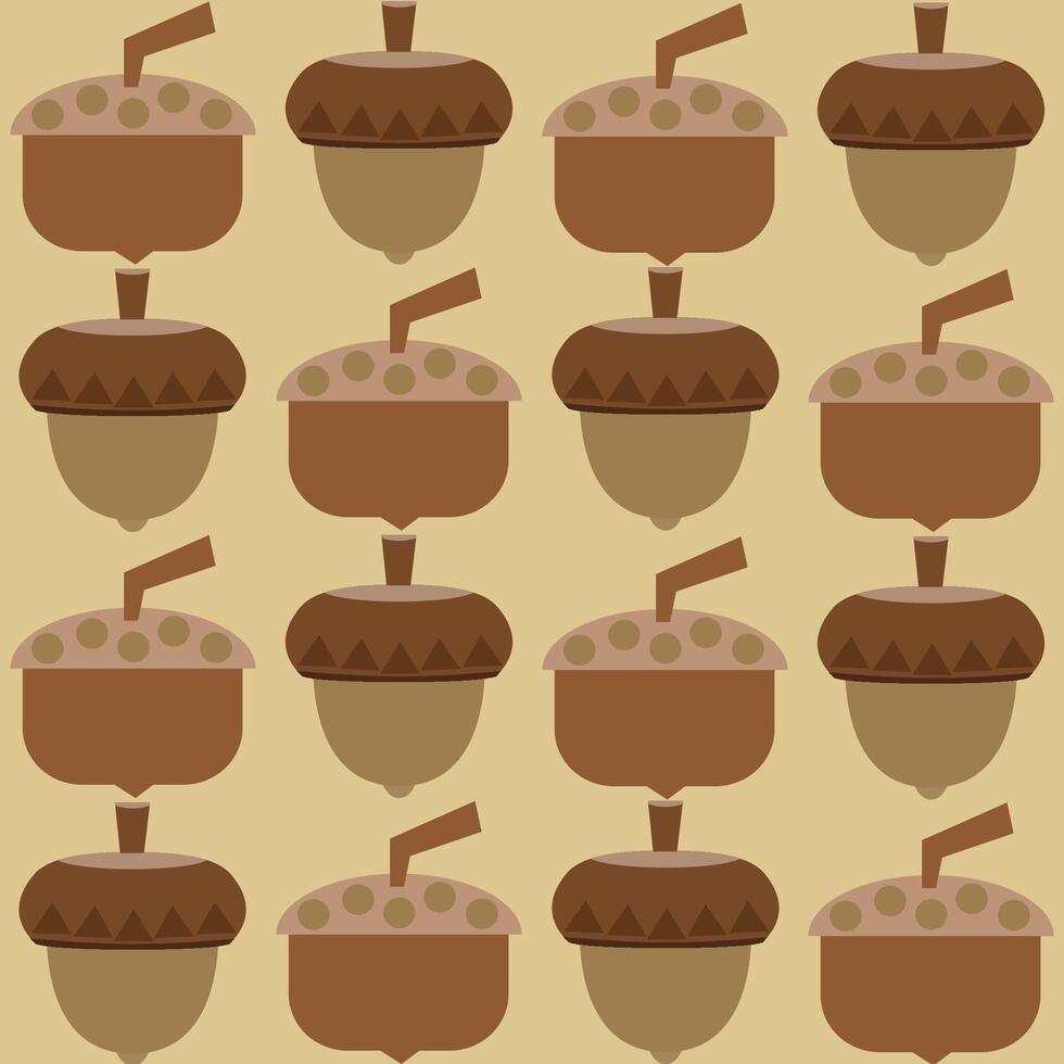 Seamless autumn pattern with acorns in warm colors. Could be used as background, print, wallpaper vector