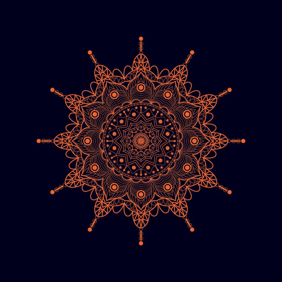 Luxury mandala design black background in color vector
