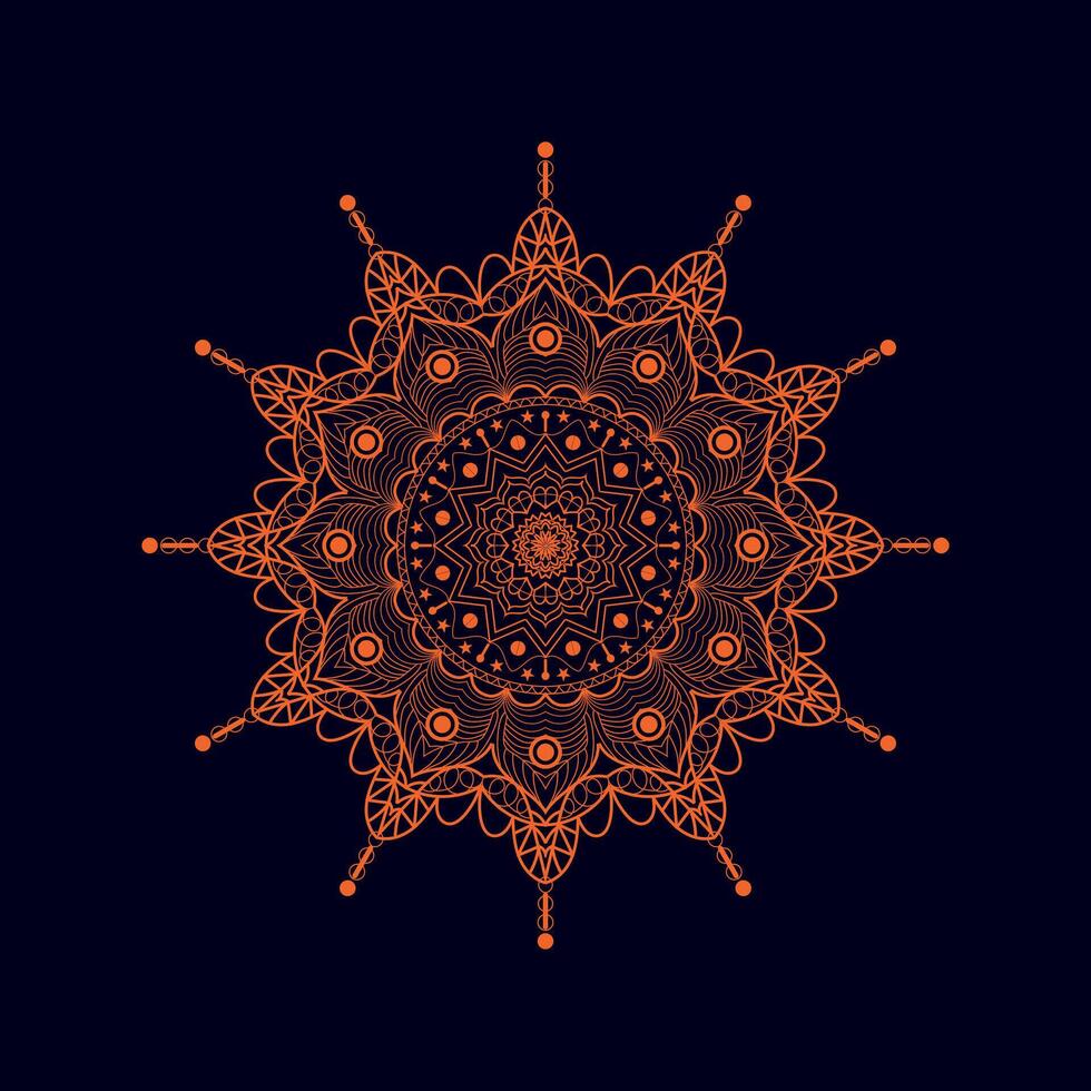 Luxury mandala design black background in color vector