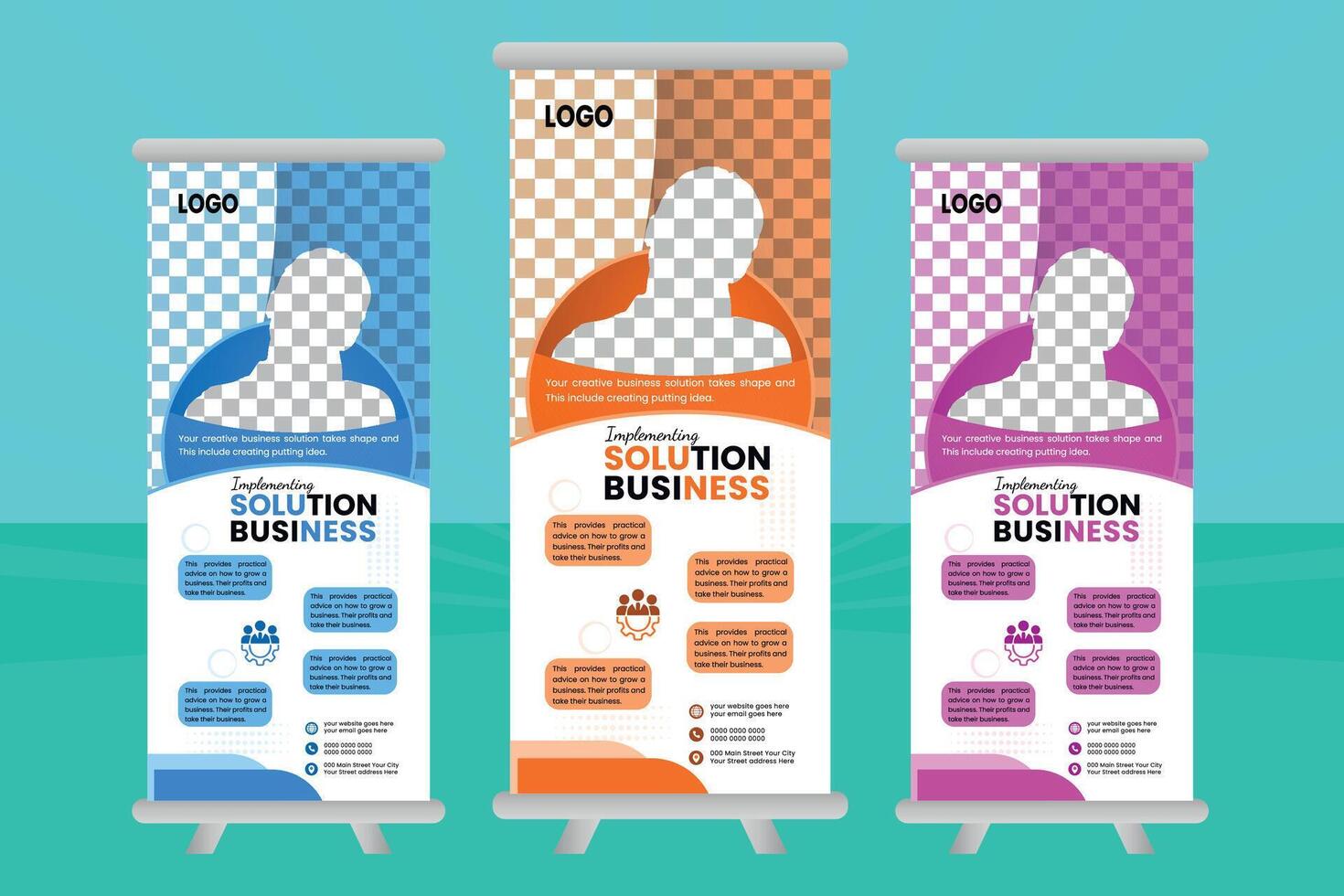 Business flyer, display, x-banner, flag-banner, infographics, presentation vector