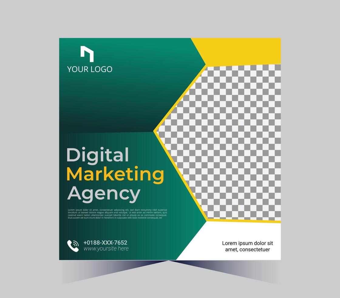 digital marketing agency flyer template with yellow and gray color scheme vector