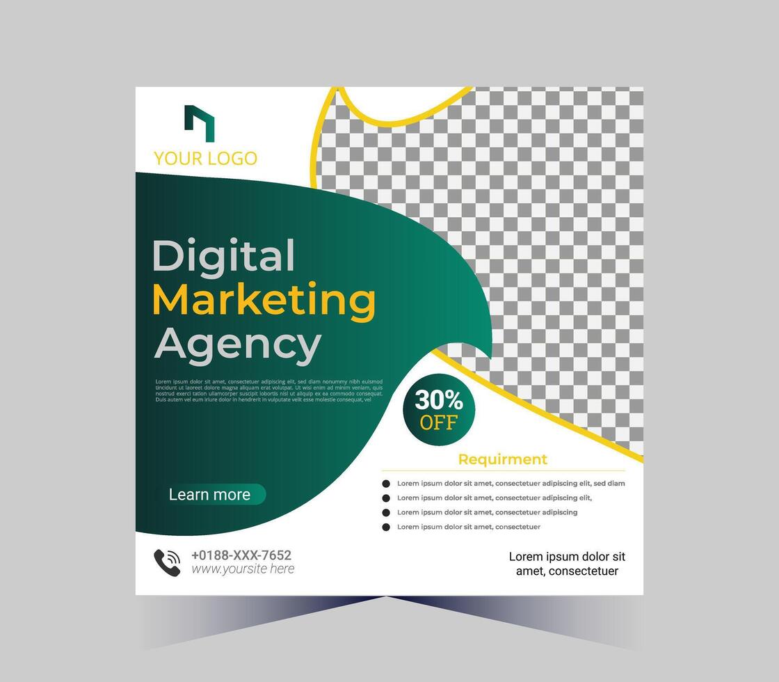 digital marketing agency flyer template with yellow and gray color scheme vector