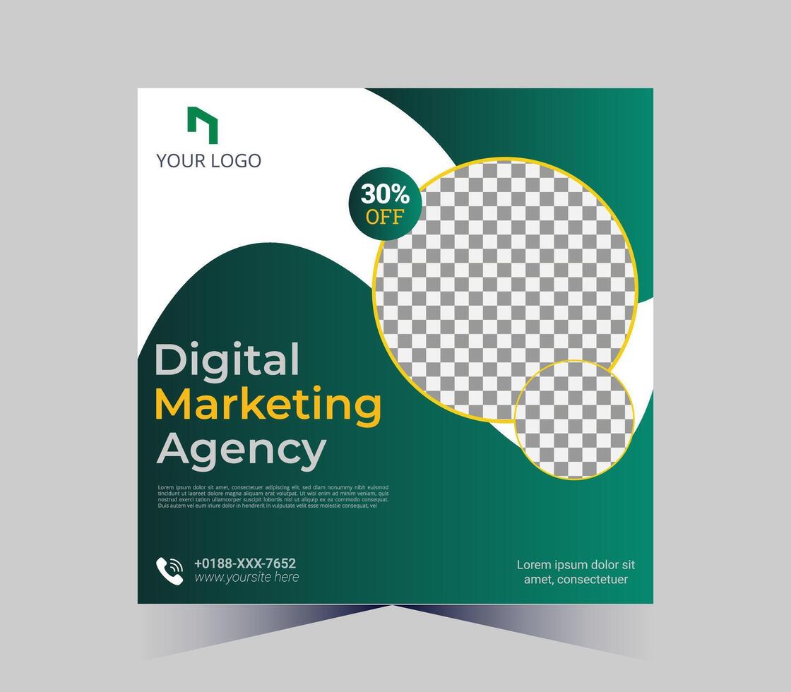 digital marketing agency flyer template with yellow and gray color scheme vector