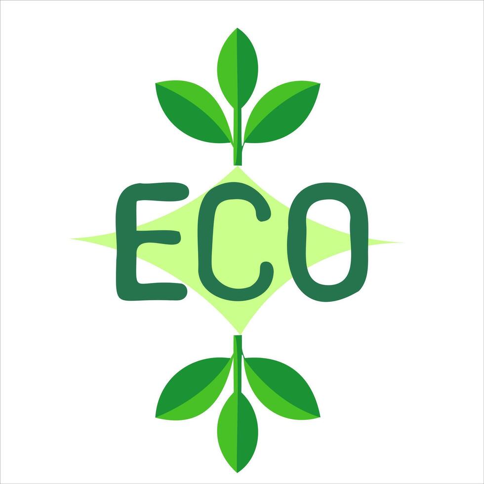 eco logo with green leaves and the word eco vector