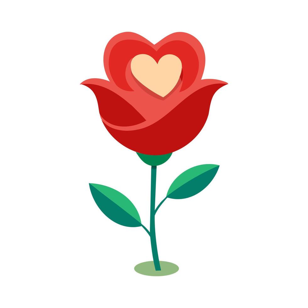 a red rose with a heart on it vector