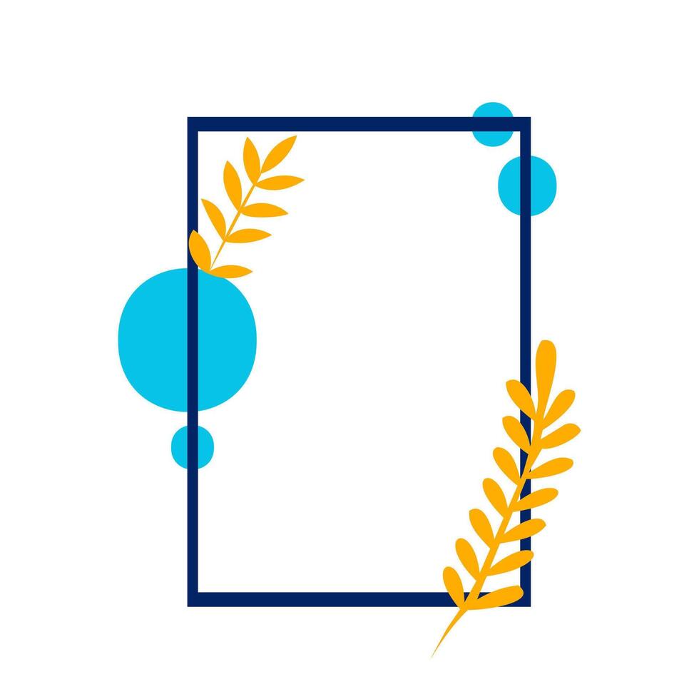 a square frame with colorful plants and leaves vector