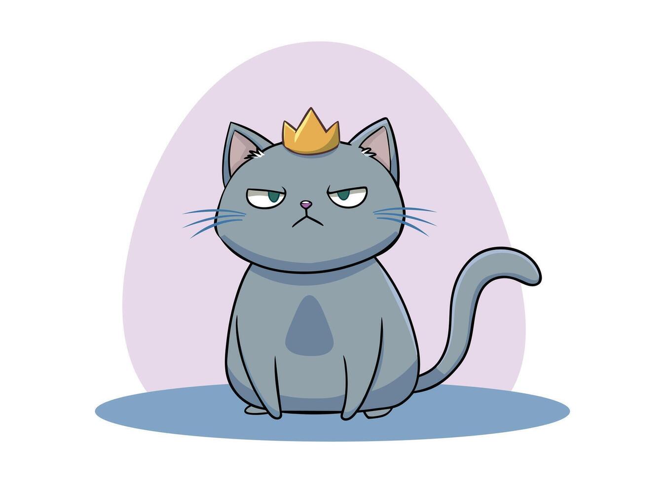 un dibujos animados gato con un corona en sus cabeza vector