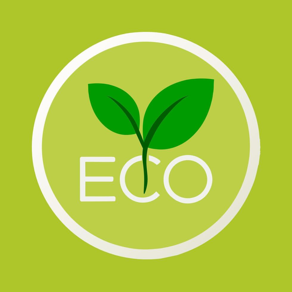 eco logo with green leaves and the word eco vector