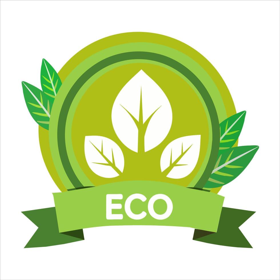 eco badge with leaves vector