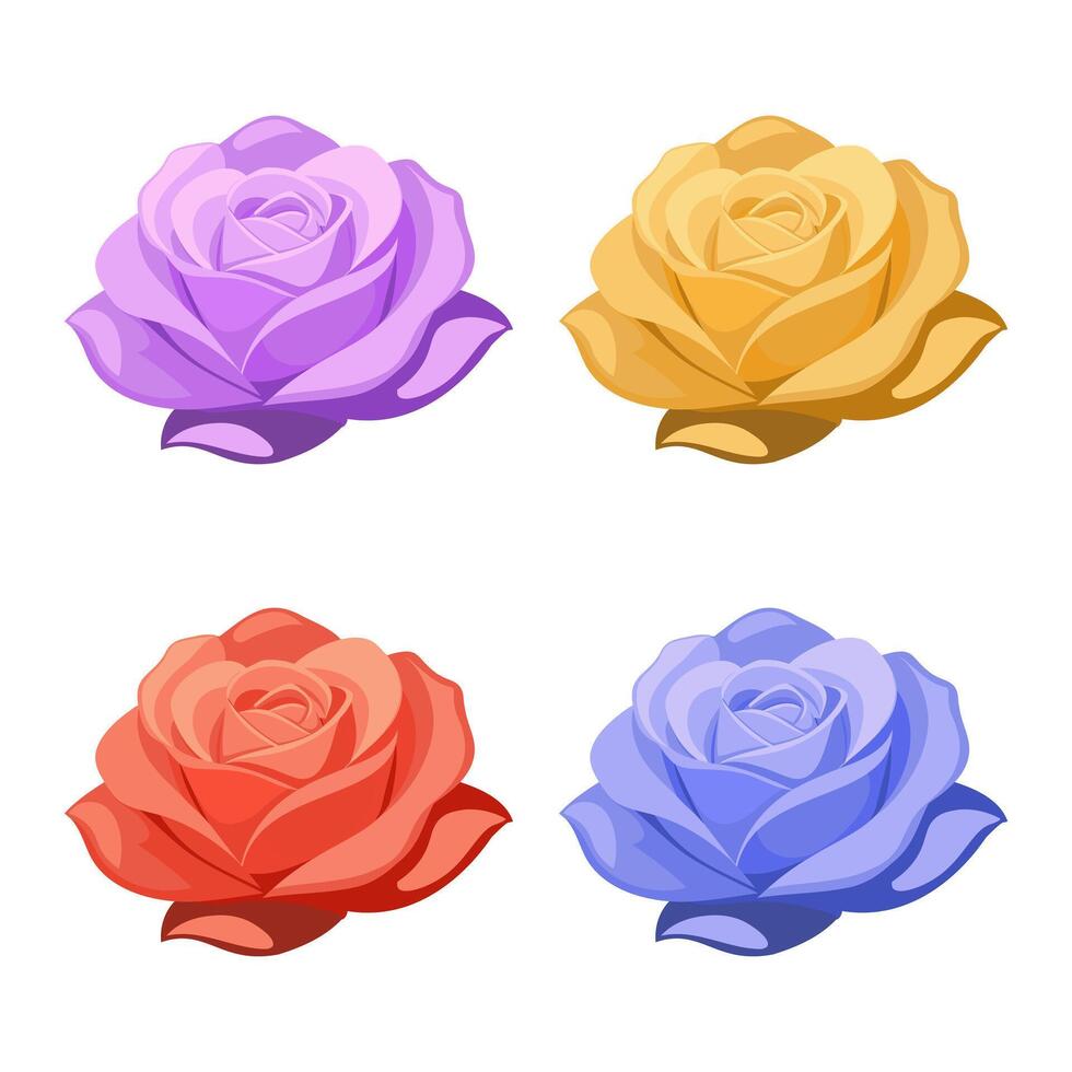 cuatro diferente de colores rosas en un blanco antecedentes vector