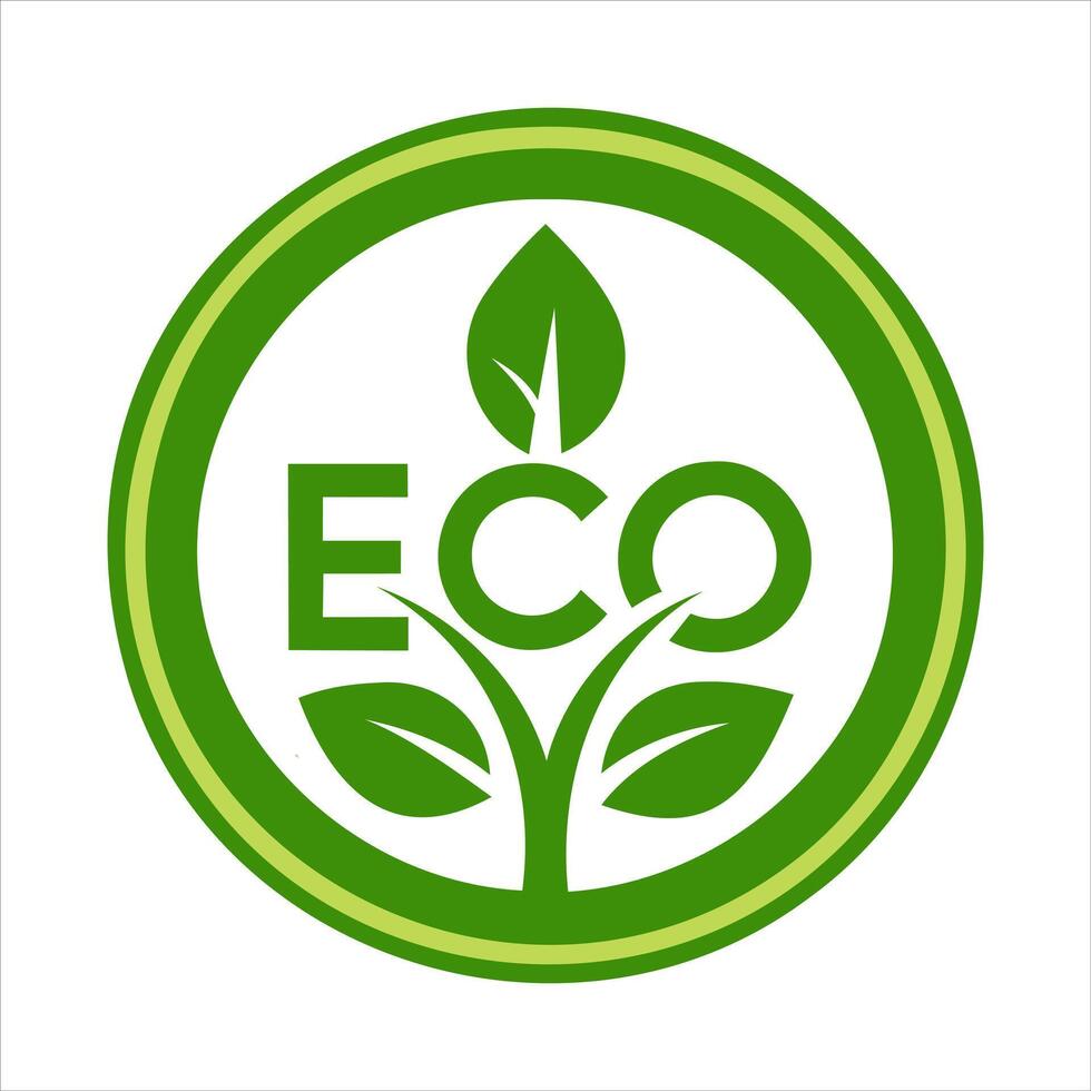 eco logo with green leaves and the word eco vector