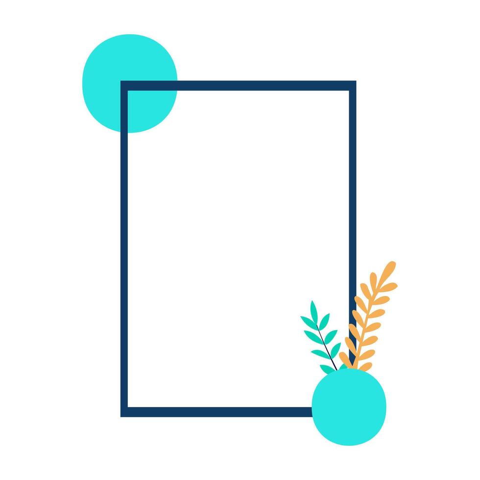 a square frame with colorful plants and leaves vector