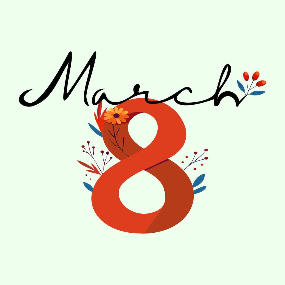 marzo 8vo es un día de flores y flores vector