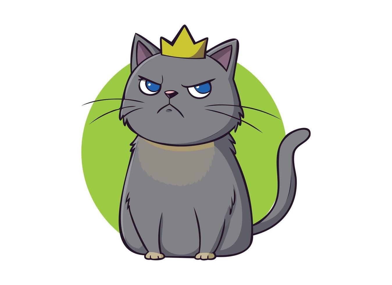 un dibujos animados gato con un corona en sus cabeza vector