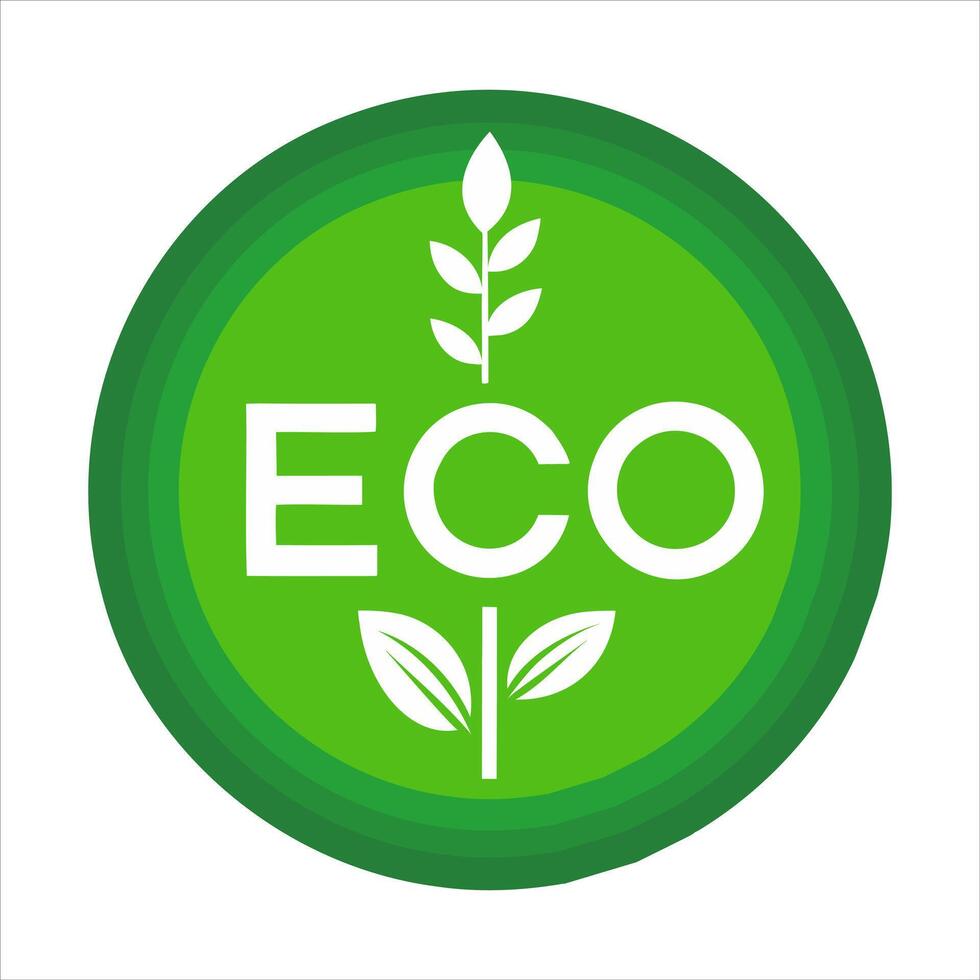 eco label with wheat and green leaves vector