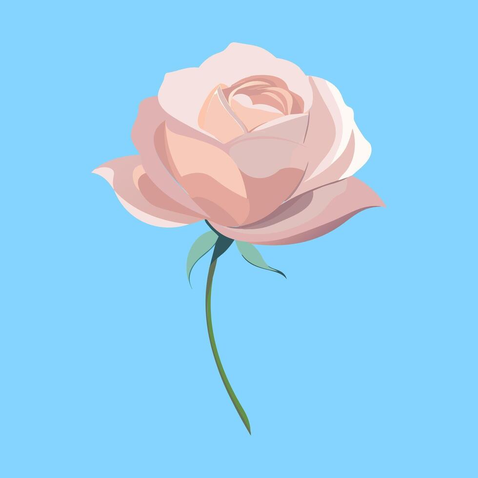 un rosado Rosa en un azul antecedentes vector