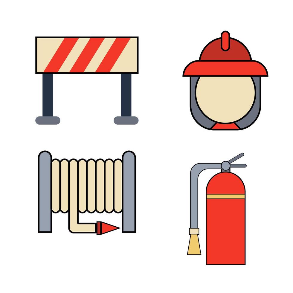 Firefighter vector Icon set