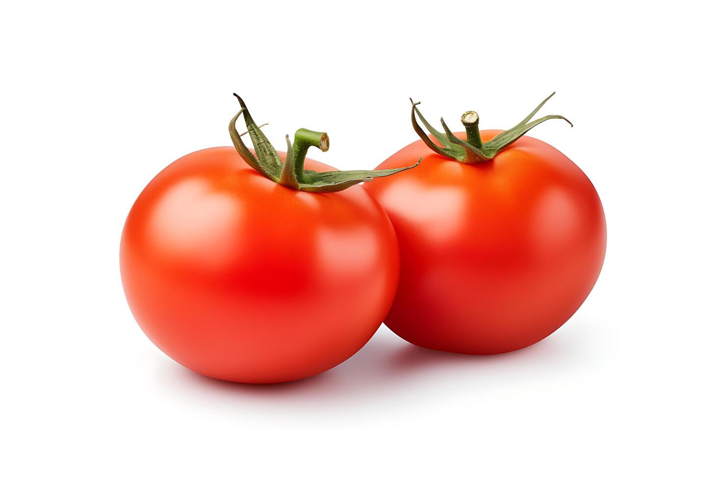 AI generated Fresh red two tomato isolated on white background photo