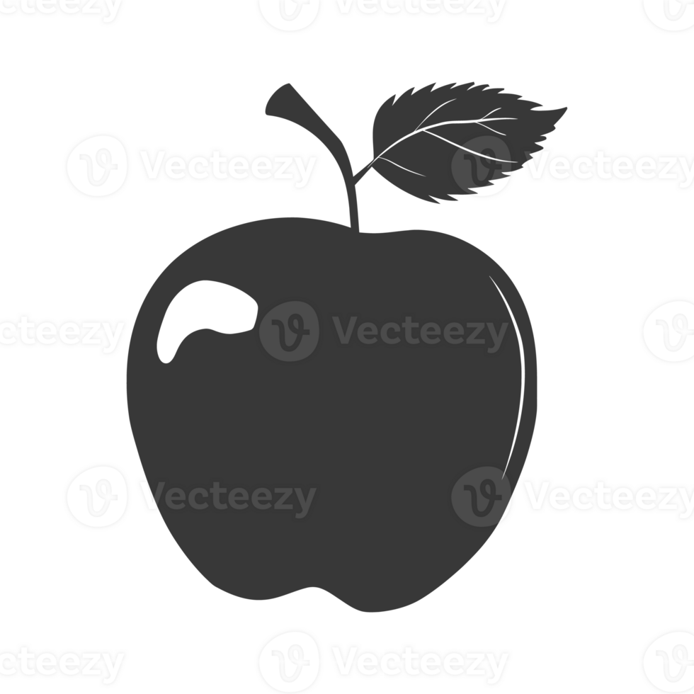 AI generated Silhouette Apple Fruit black color only png