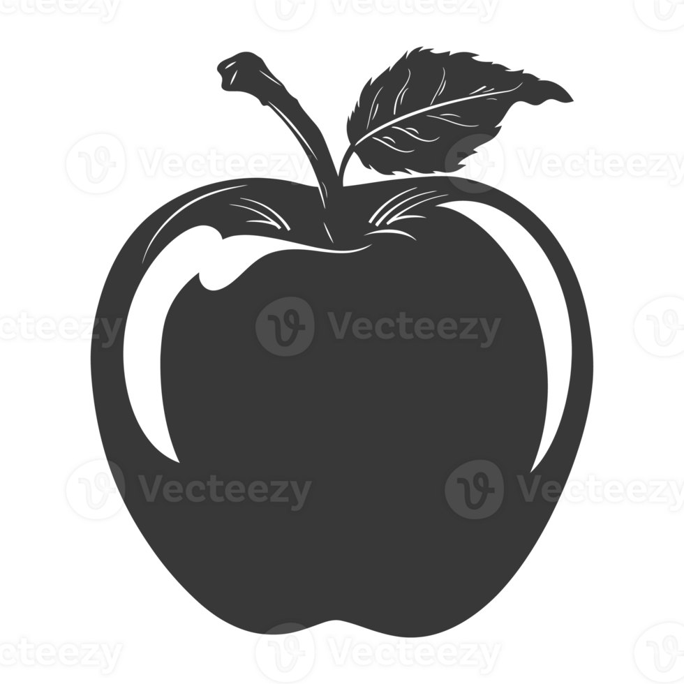 AI generated Silhouette Apple Fruit black color only png