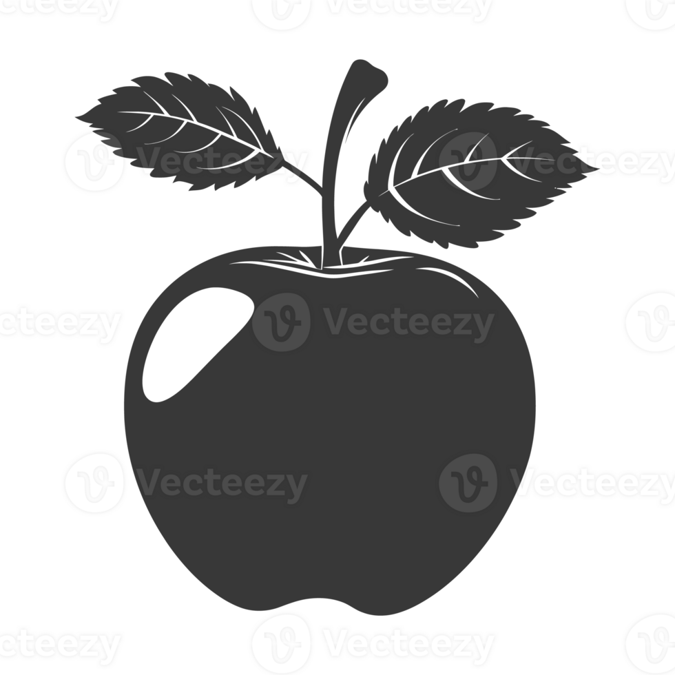 AI generated Silhouette Apple Fruit black color only png