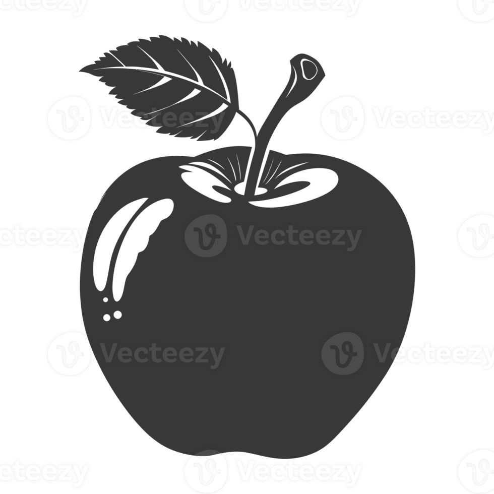 AI generated Silhouette Apple Fruit black color only png