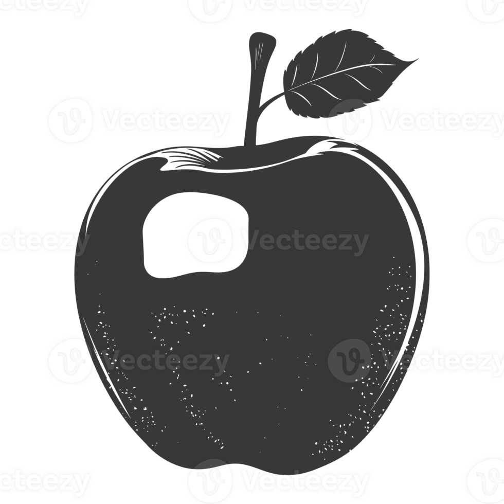 AI generated Silhouette Apple Fruit black color only png