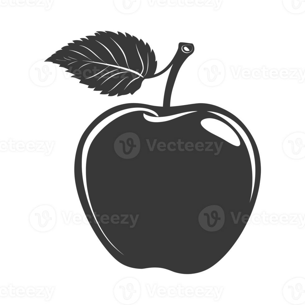 AI generated Silhouette Apple Fruit black color only png