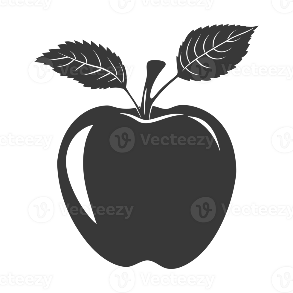 AI generated Silhouette Apple Fruit black color only png