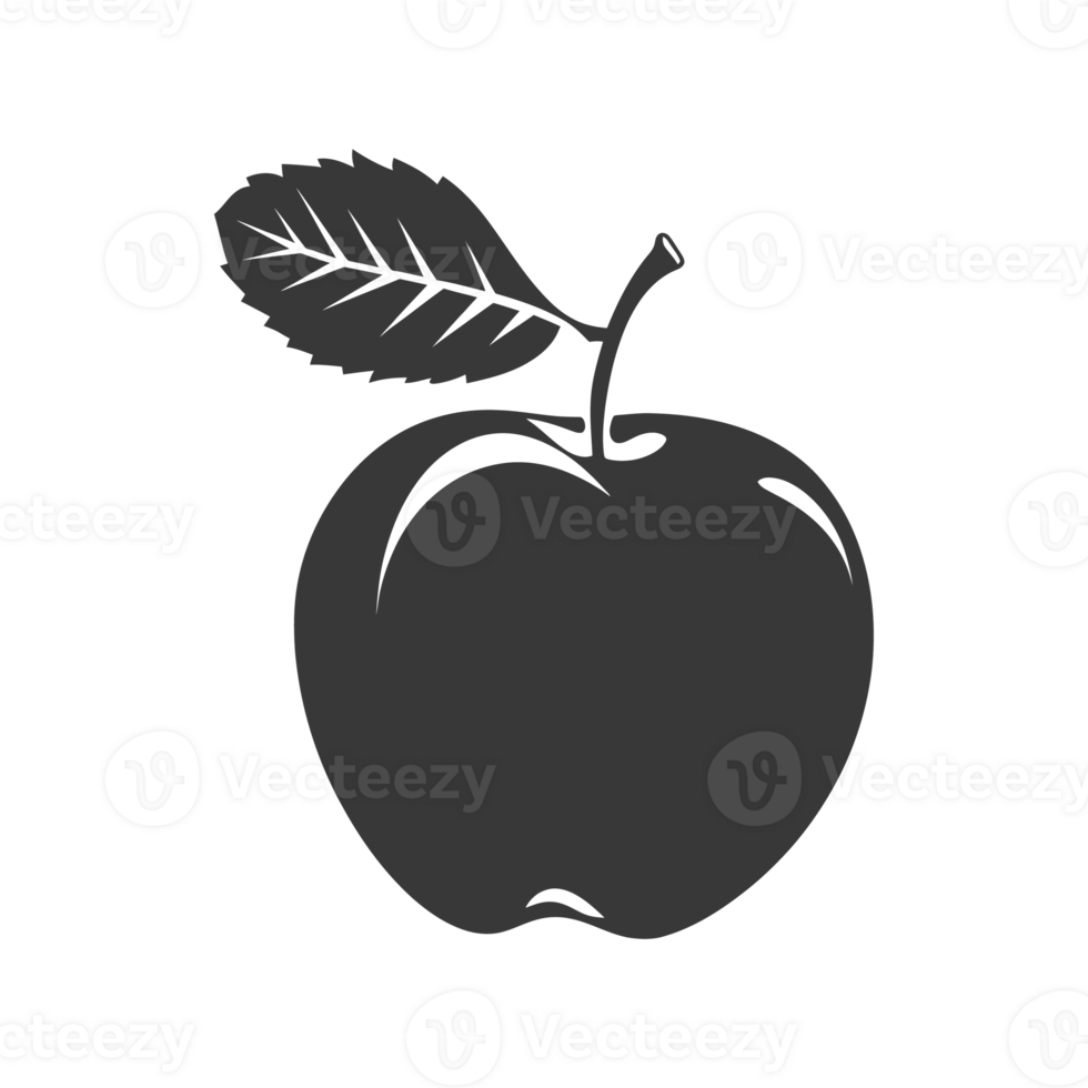 AI generated Silhouette Apple Fruit black color only png