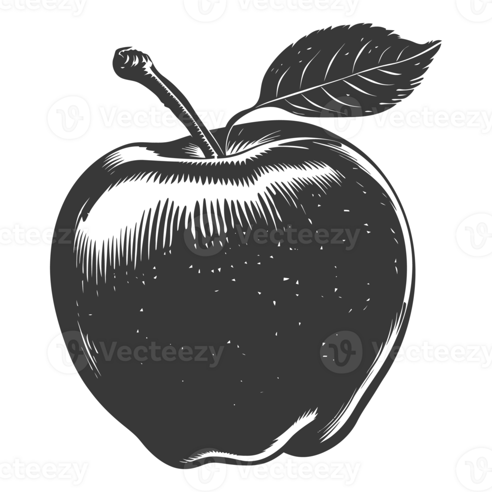 AI generated Silhouette Apple Fruit black color only png