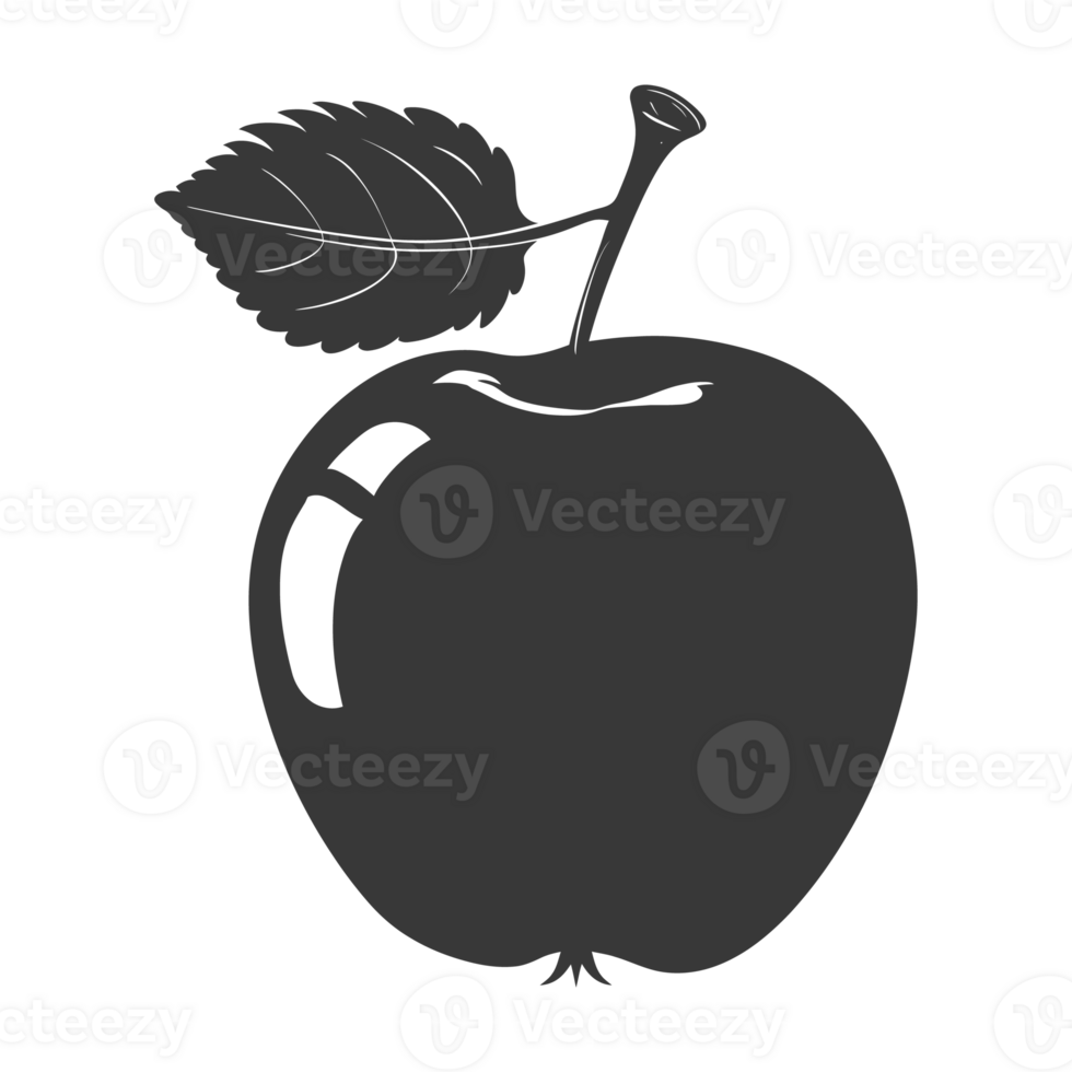 AI generated Silhouette Apple Fruit black color only png
