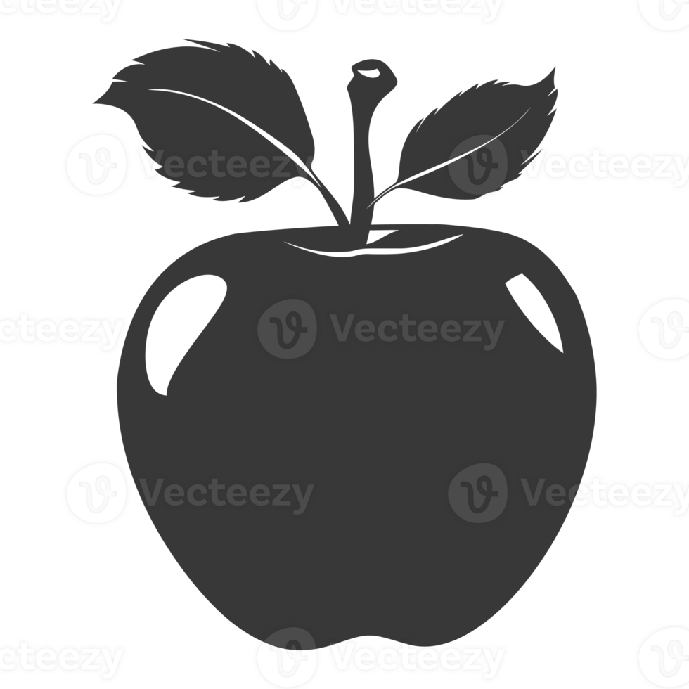 AI generated Silhouette Apple Fruit black color only png