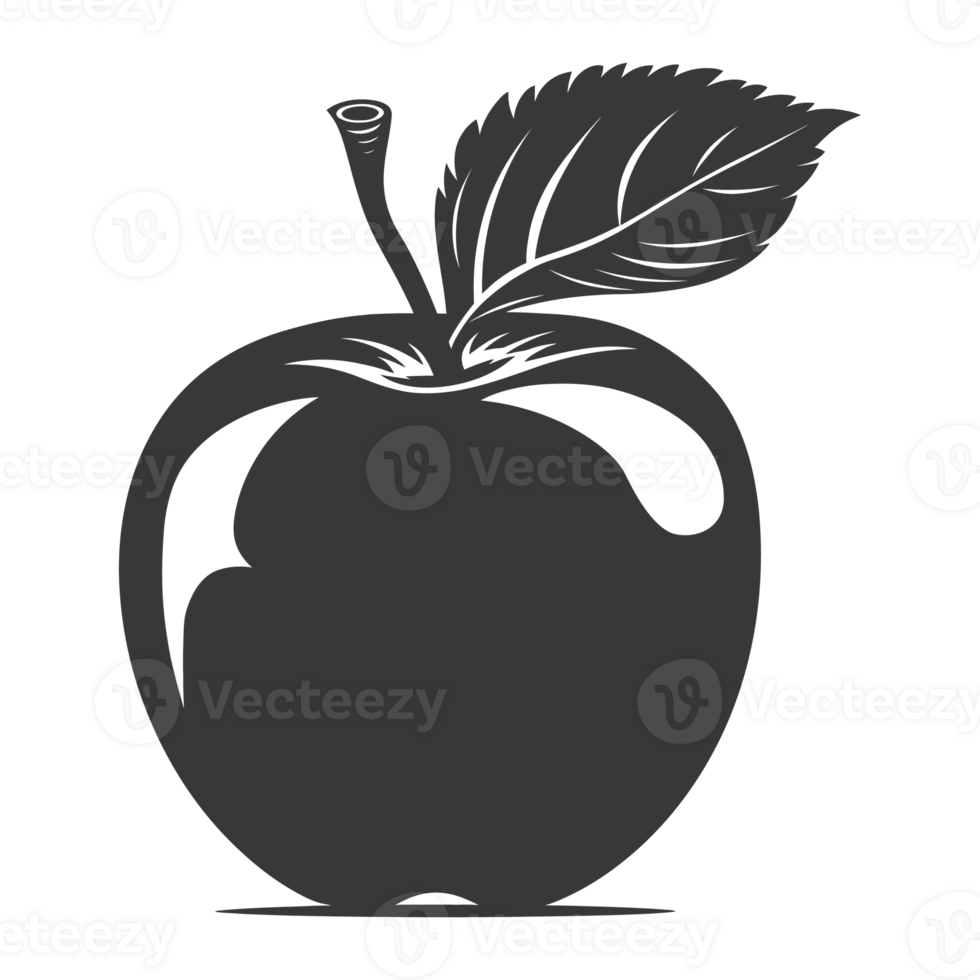 AI generated Silhouette Apple Fruit black color only png